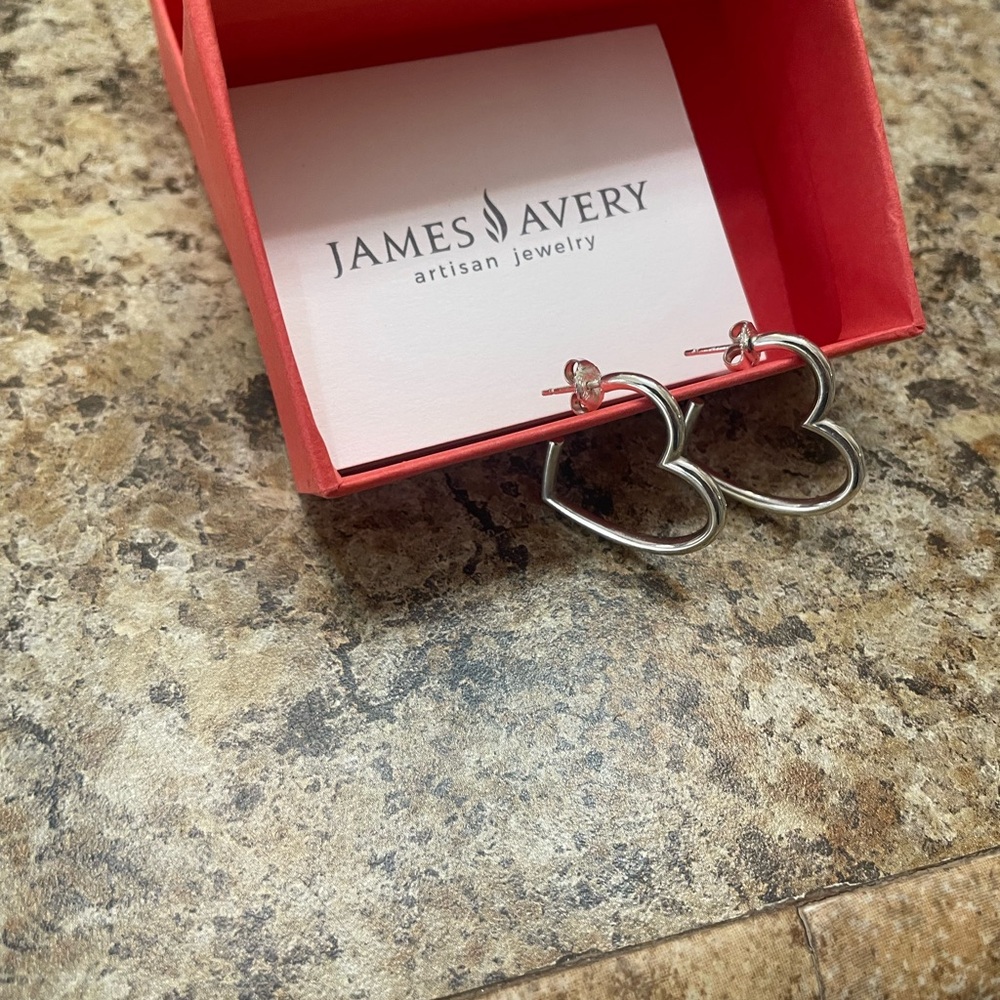 James Avery Silver Open Heart Earrings
